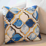 Geometric Blue and Gold Pillow Cover