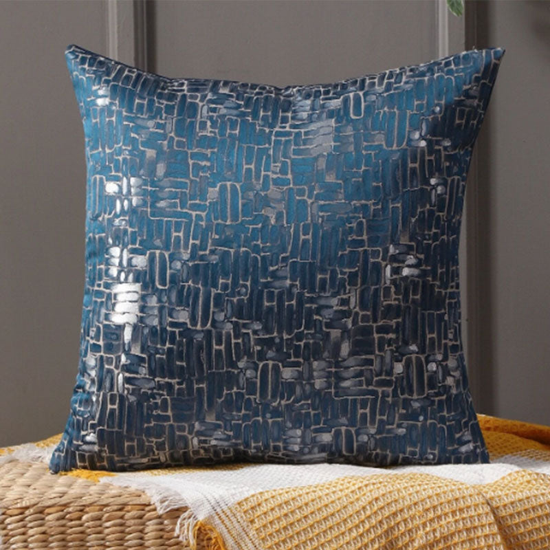 Graphic Print Blue Pillow Cover