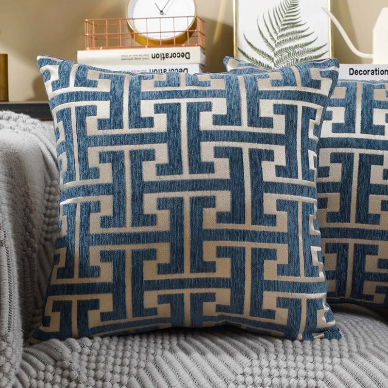 Blue Geometric Pattern Pillow Cover