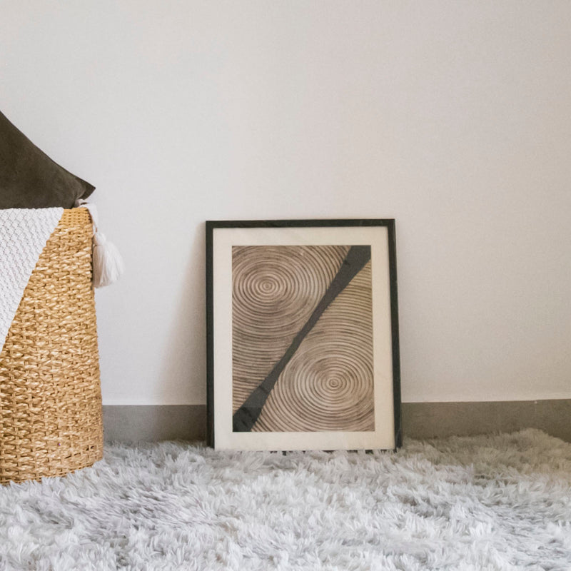 Black and Gold Wood Rings Wall Frame - B