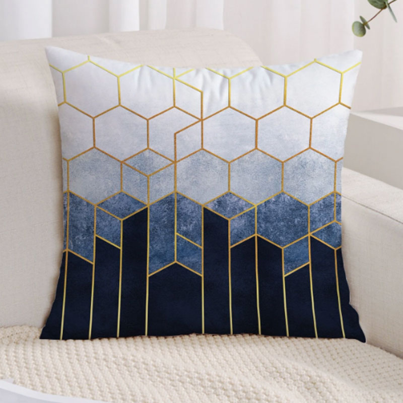 Geometric Pattern Blue Pillow Cover